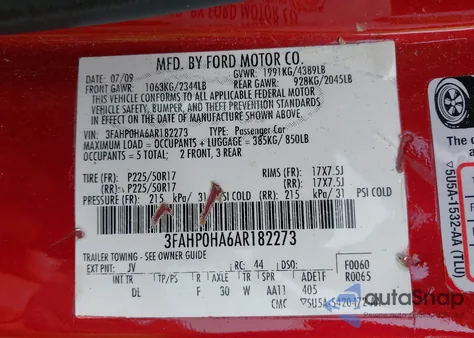 2010 Ford Fusion Se из США, поврежденный, VIN 3FAHP0HA6AR182273